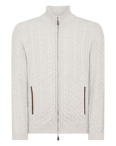 Men's Richmond Cable Cashmere Cardigan Pebble Grey
