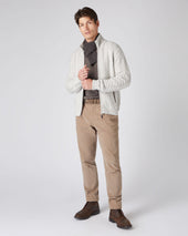 Men's Richmond Cable Cashmere Cardigan Pebble Grey