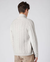 Men's Richmond Cable Cashmere Cardigan Pebble Grey