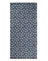 Grey and Blue Leaf Print Brushed Silk Scarf