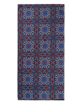 Blue Geometric Brushed Silk Scarf