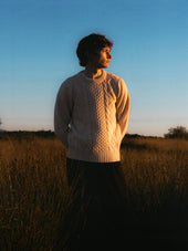 Aran Cable Knit in Cream Superfine Lambswool