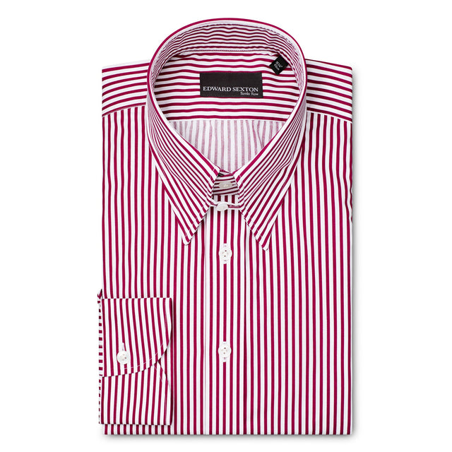 Maroon Stripe Tab Collar Shirt