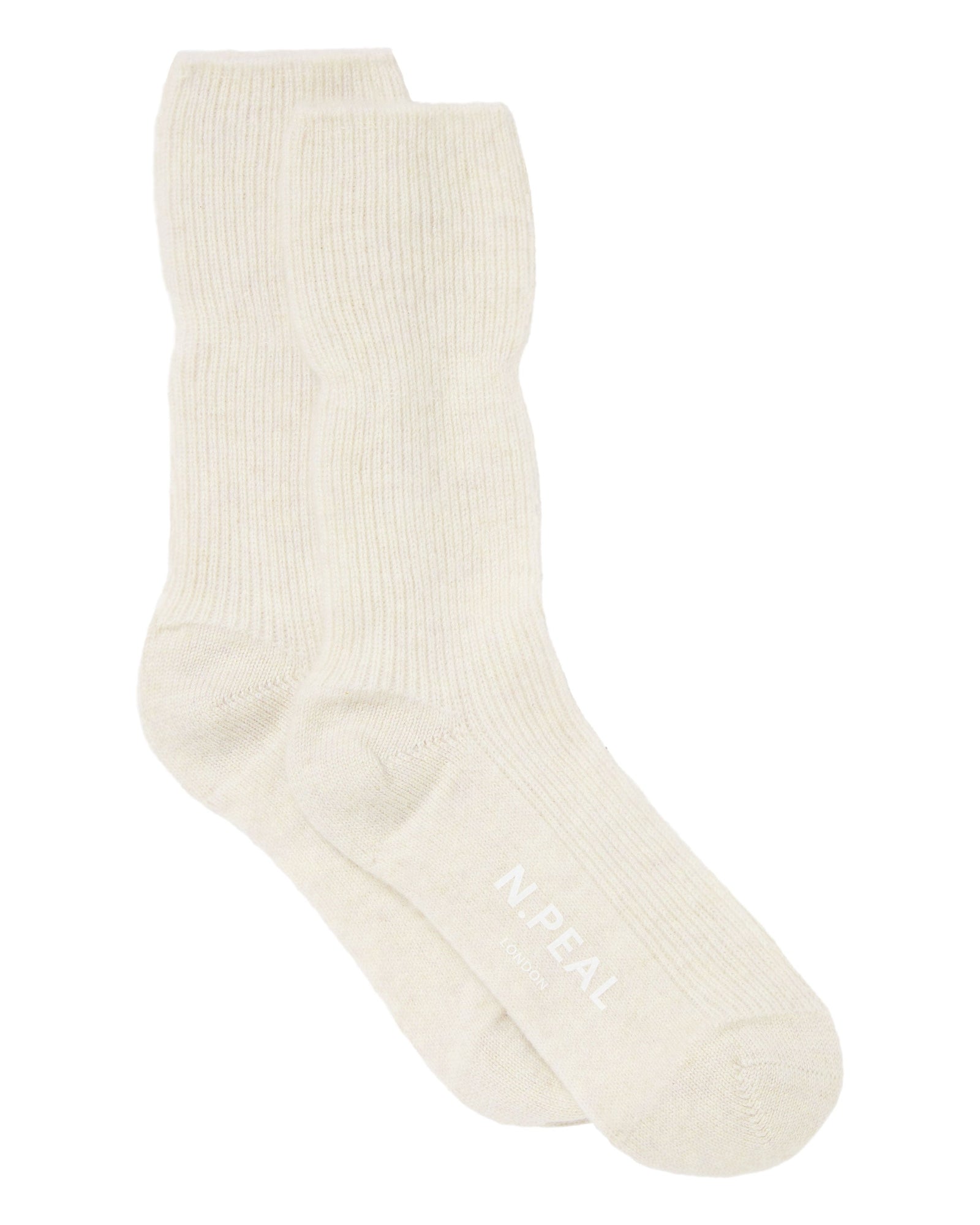 Unisex Cashmere Rib Bed Socks New White