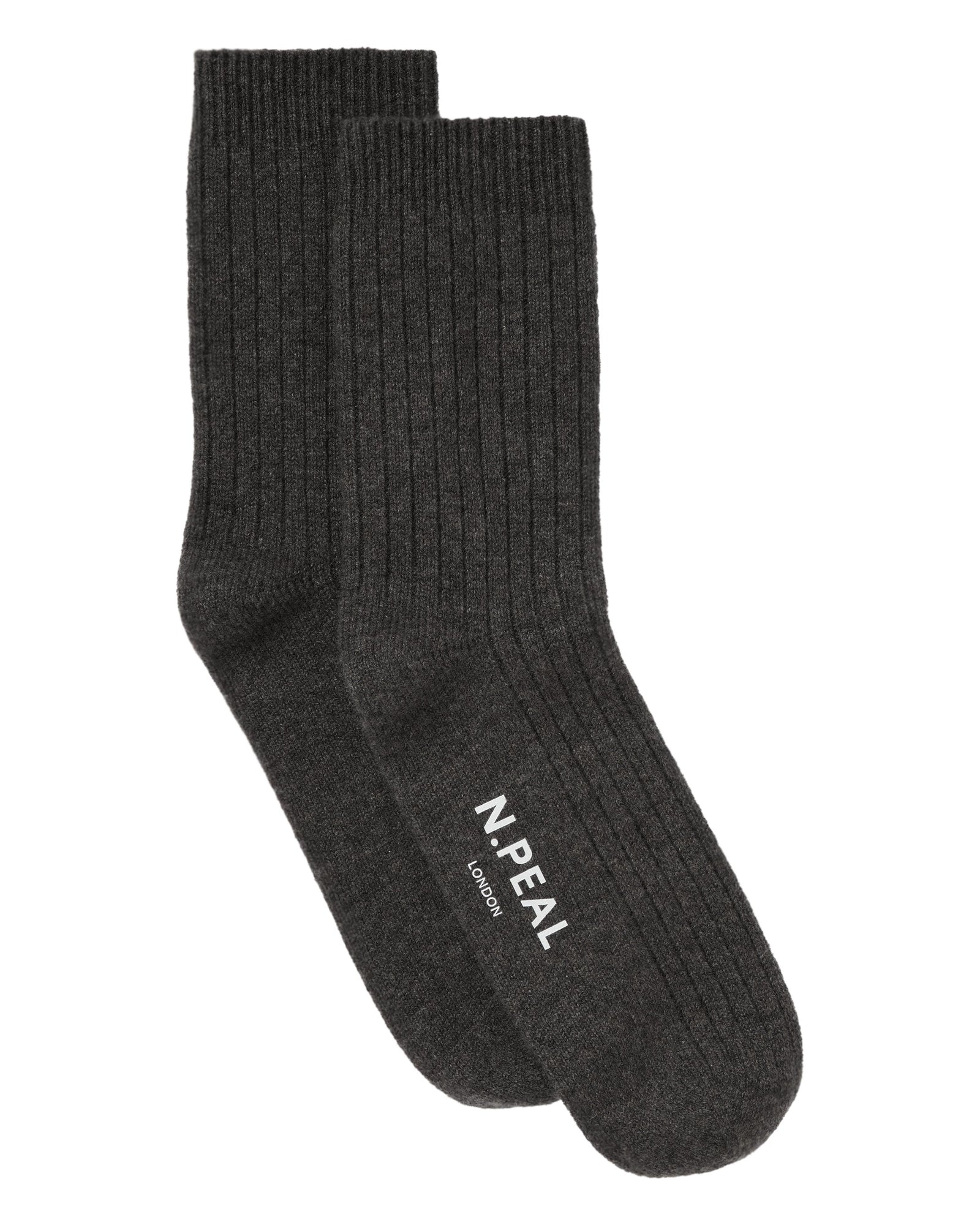 Men S Rib Cashmere House Socks Dark Grey