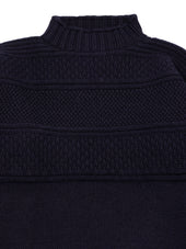 Fife Gansey Knit in Navy Merino Wool