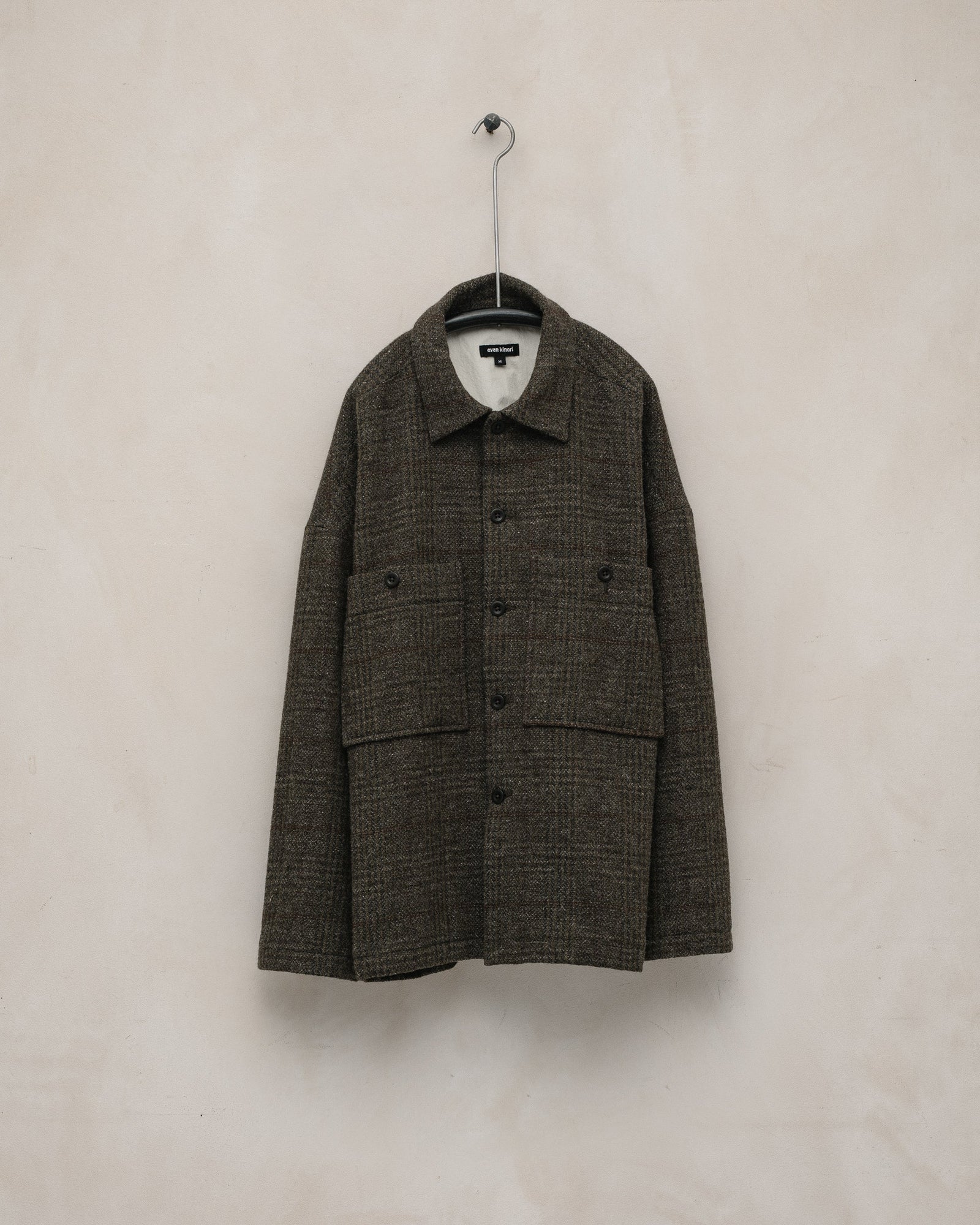 Field Shirt Two - Wool Herringbone Check, Dark Olive/Charcoal