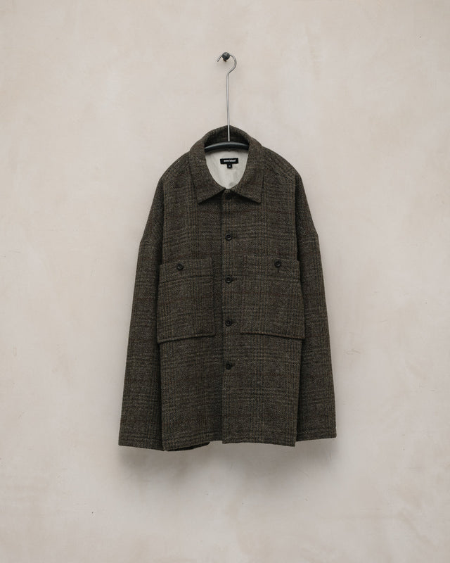 Field Shirt Two - Wool Herringbone Check, Dark Olive/Charcoal