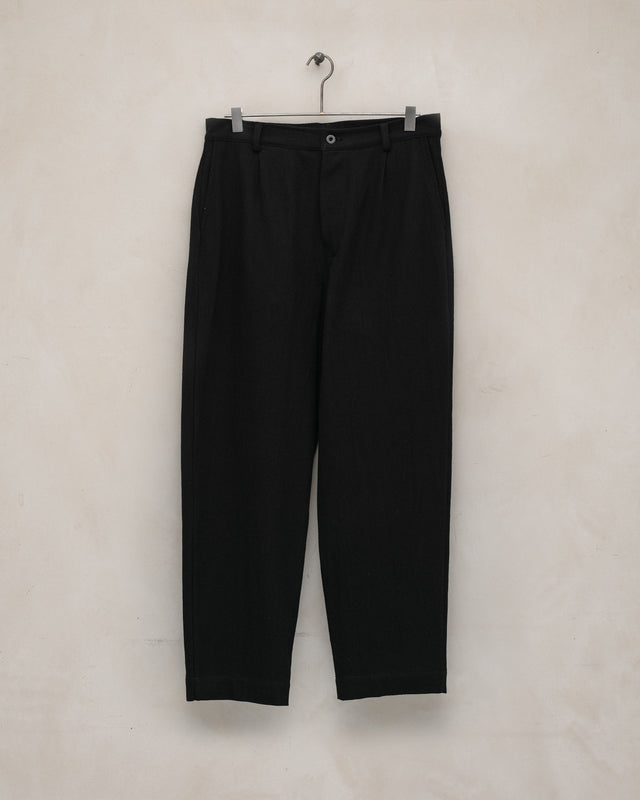 Single Pleat Pant - Cotton Kersey, Black