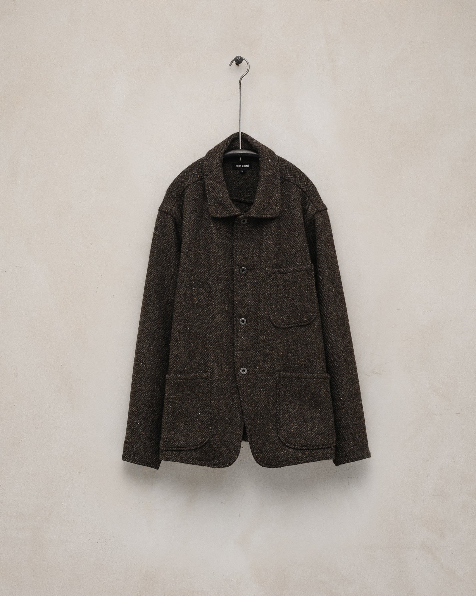 Three Pocket Jacket - Irish Wool Herringbone Tweed, Brown/Charcoal