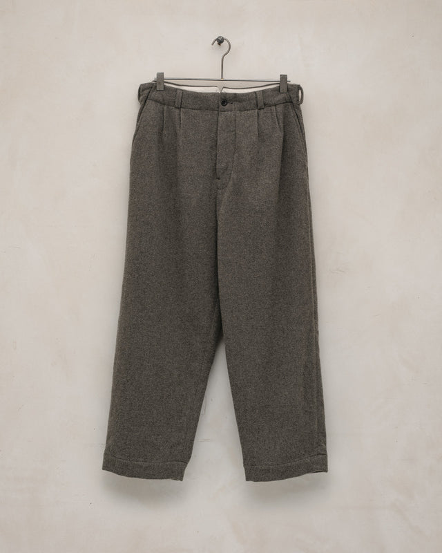 Two Pleat Pant - Brushed Cashmere/Wool Flannel, Mid-Grey