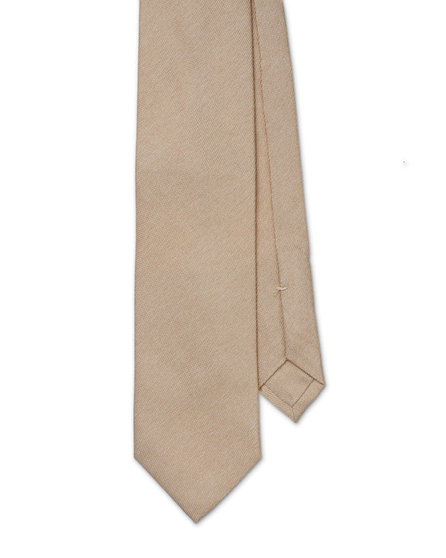 Cream Silk and Cotton Blend Tie