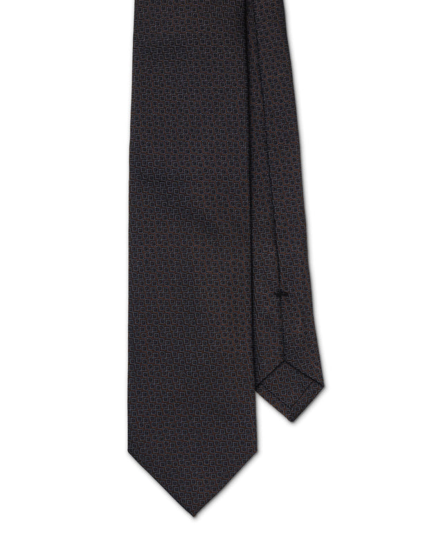 Brown Tiled Silk Tie
