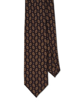 Brown and Gold Print Silk Tie