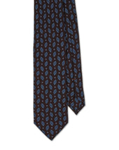 Chocolate and Blue Print Silk Tie