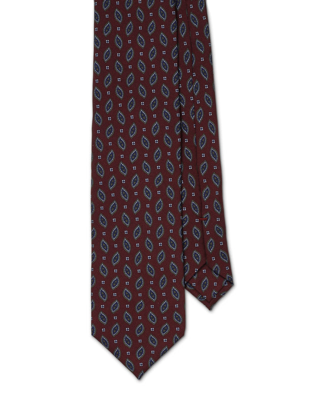 Red and Navy Print Silk Tie