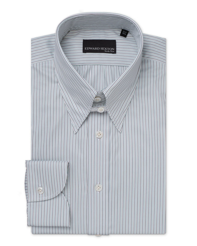 Green Multi Stripe Tab Collar Shirt