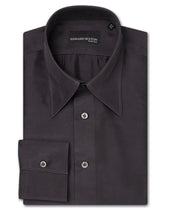 Sandwashed Black Silk Shirt with Point Collar