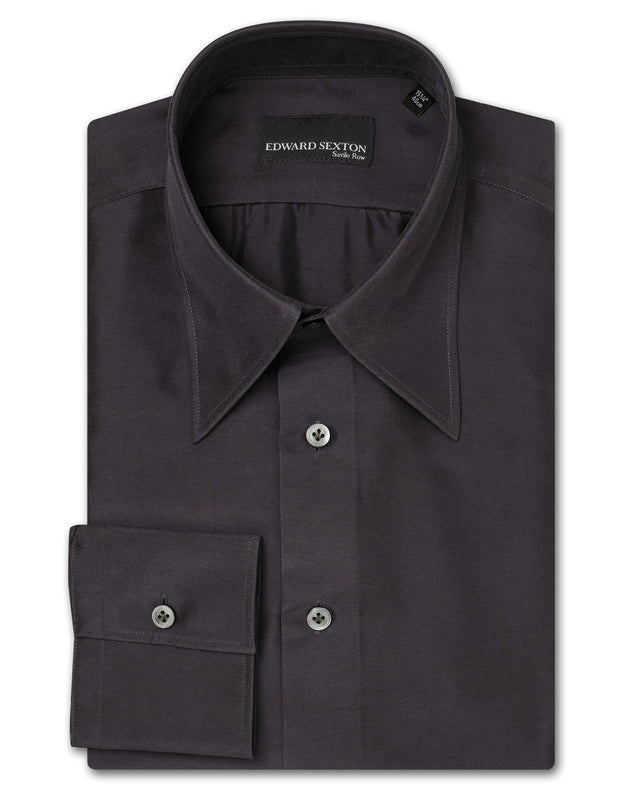 Sandwashed Black Silk Shirt with Point Collar