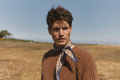 Blue Mogganer Fisherman Ribbed Raglan Chunky Geelong Sweater - Hazelnut Brown