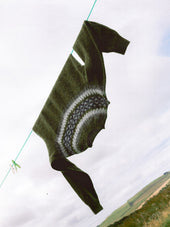 Yoke Fairisle Crew in Olive Brushed Pure Wool