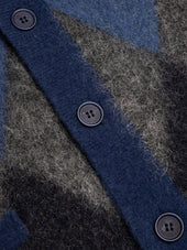 Muirfield Argyle Cardigan in Navy Brushed Mohair