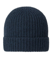 Unisex Ribbed Cashmere Hat Indigo Blue