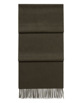 Unisex Large Woven Cashmere Scarf Arabica Khaki Green