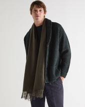 Unisex Large Woven Cashmere Scarf Arabica Khaki Green