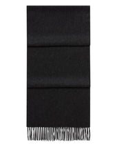 Unisex Large Woven Cashmere Scarf Deep Charcoal Grey