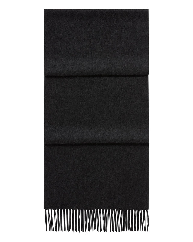 Unisex Large Woven Cashmere Scarf Deep Charcoal Grey