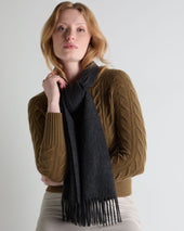 Unisex Large Woven Cashmere Scarf Deep Grey