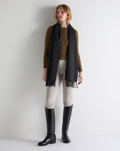 Unisex Large Woven Cashmere Scarf Deep Grey