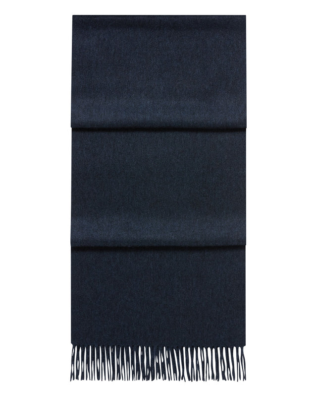 Unisex Large Woven Cashmere Scarf Indigo Blue