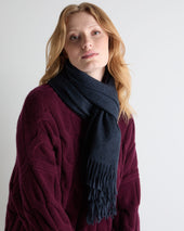 Unisex Large Woven Cashmere Scarf Indigo Blue