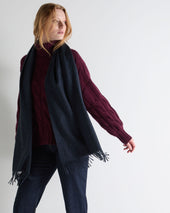 Unisex Large Woven Cashmere Scarf Indigo Blue