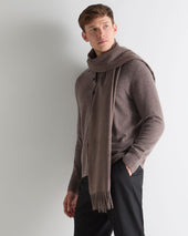 Unisex Large Woven Cashmere Scarf Otter Brown