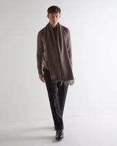 Unisex Large Woven Cashmere Scarf Otter Brown