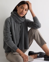 Unisex Short Ribbed Cashmere Scarf Elephant Grey
