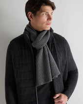 Unisex Short Ribbed Cashmere Scarf Elephant Grey