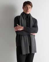 Unisex Short Ribbed Cashmere Scarf Elephant Grey