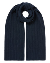 Unisex Short Ribbed Cashmere Scarf Indigo Blue