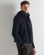 Unisex Short Ribbed Cashmere Scarf Indigo Blue