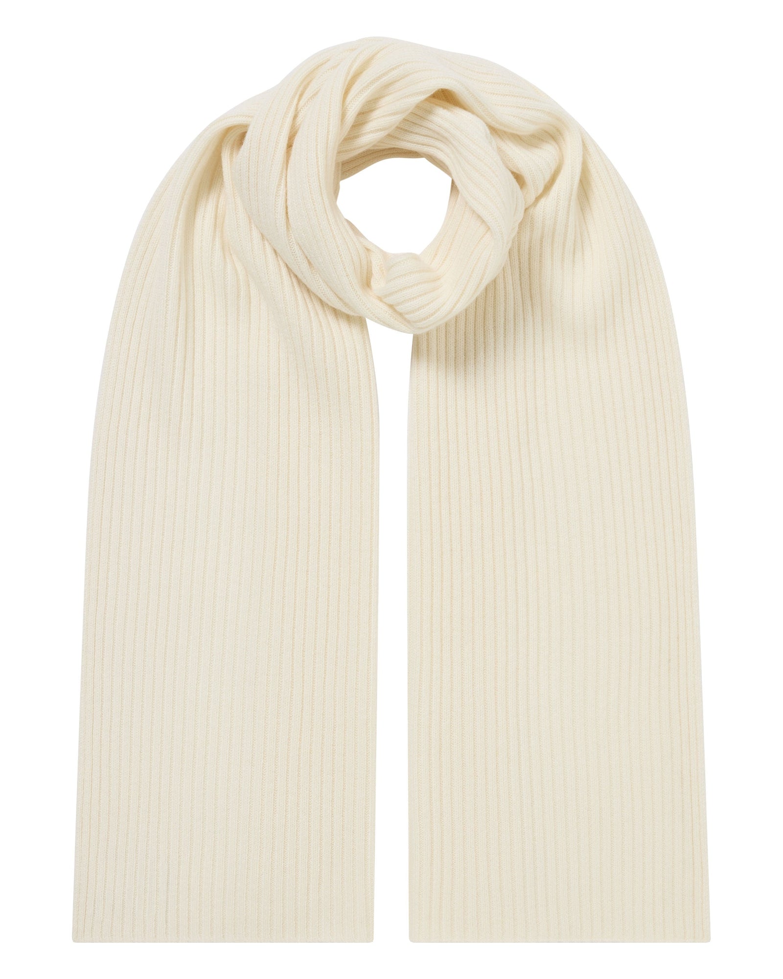 Unisex Short Ribbed Cashmere Scarf New White