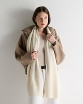 Unisex Short Ribbed Cashmere Scarf New White