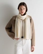 Unisex Short Ribbed Cashmere Scarf New White