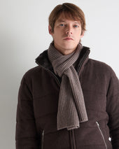 Unisex Short Ribbed Cashmere Scarf Otter Brown