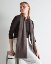 Unisex Short Ribbed Cashmere Scarf Otter Brown