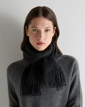 Unisex Woven Cashmere Scarf Deep Grey