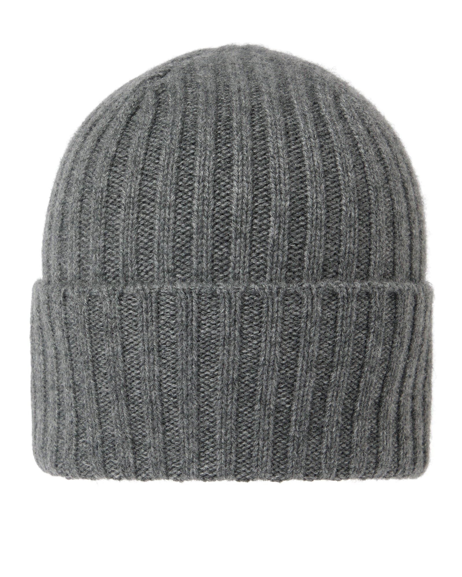 Unisex Chunky Ribbed Cashmere Hat Elephant Grey